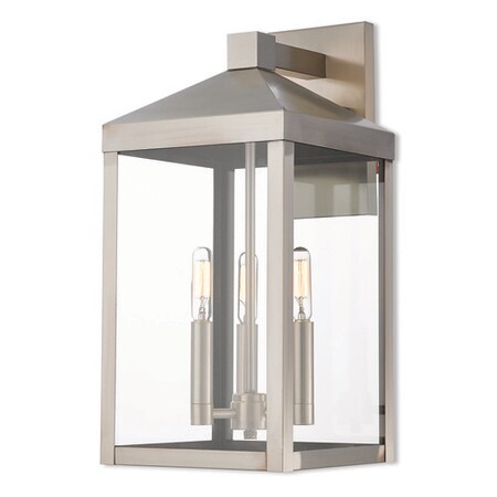 Livex Lighting Nyack 3 Light Brushed Nickel Outdoor Wall Lantern 20584-91